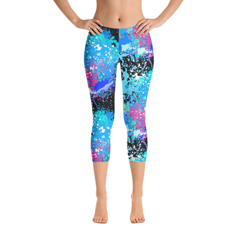 Women's Splatter Capri Leggings UPF 38+ Sun Protection Black - LT