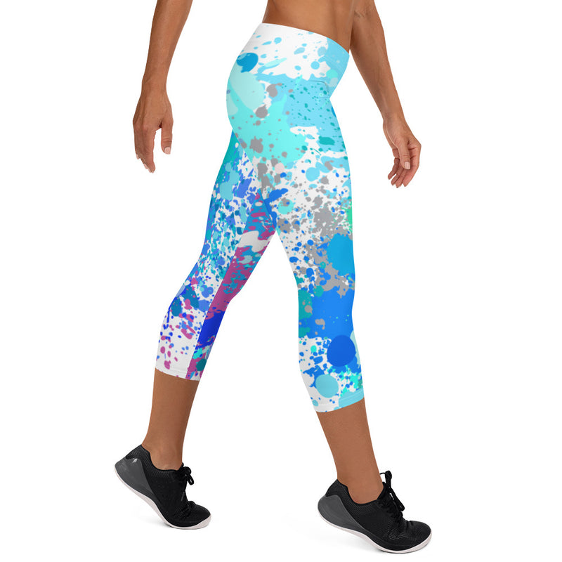 Women's Splatter Capri Leggings UPF 38+ Sun Protection White