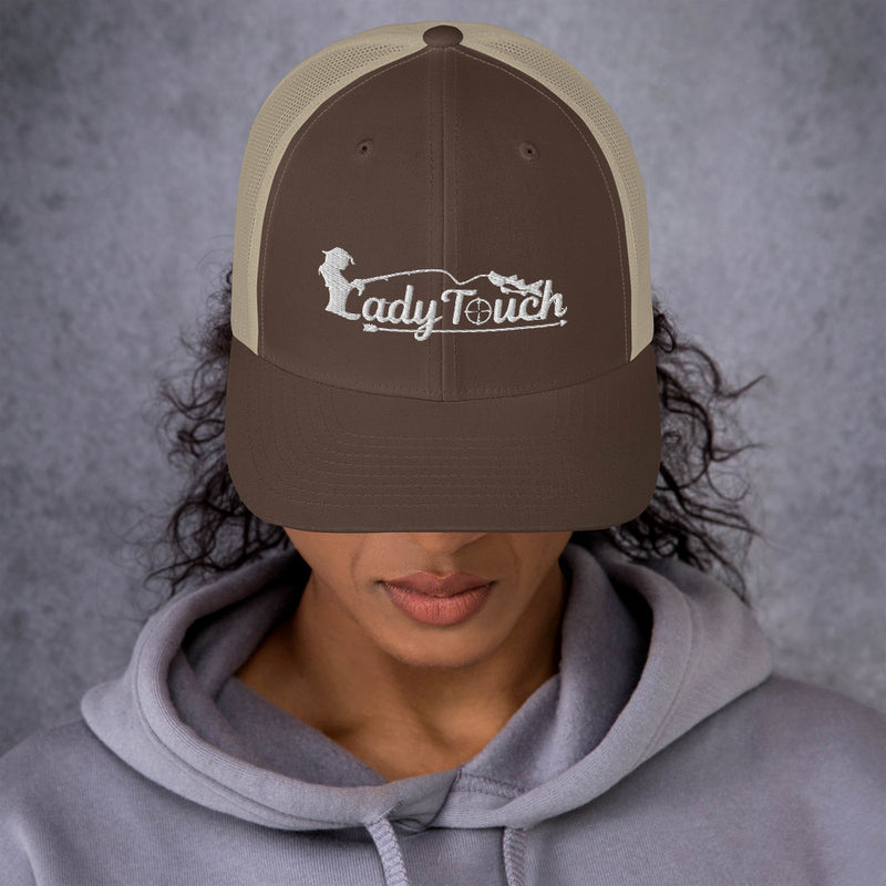 Lady Touch Trucker Hat  - White Logo